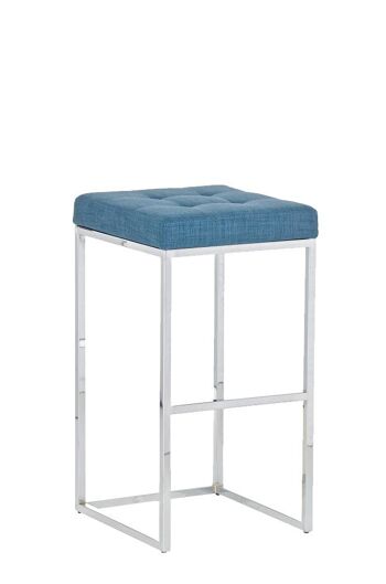 Tabouret de bar Lugano C77 tissu bleu 45x41x77 bleu Matière Métal chromé 1