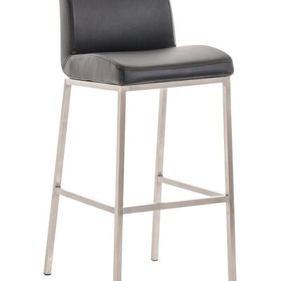 Tabouret de bar Santos E77 noir 51x42,5x102 cuir artificiel noir acier inoxydable