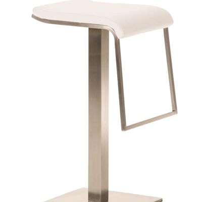 Tabouret de bar Lameng simili cuir E85 blanc 42x39x85 simili cuir blanc acier inoxydable