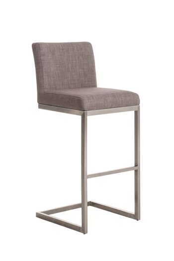 Tabouret de bar Paros tissu Gris 48x42x104 Gris Matière acier inoxydable 1