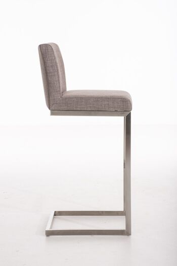 Tabouret de bar Paros tissu Gris 48x42x104 Gris Matière acier inoxydable 3