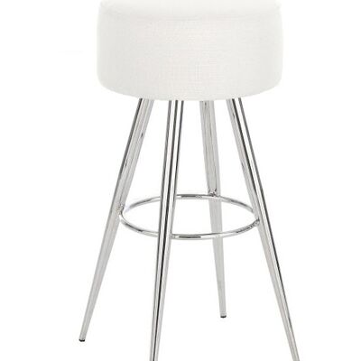 Taburete de bar Florence tejido C76 blanco 34,5x34,5x76 metal blanco Metal cromado