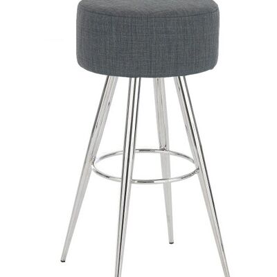 Tabouret de bar Florence tissu C76 gris foncé 34,5x34,5x76 métal gris foncé Métal chromé