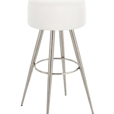 Tabouret de bar Florence tissu E76 blanc 34,5x34,5x76 acier inoxydable blanc