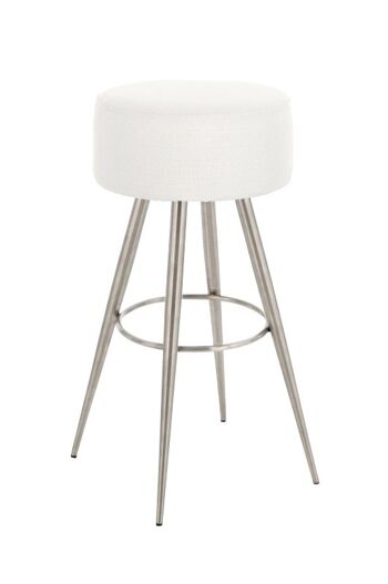 Tabouret de bar Florence tissu E76 blanc 34,5x34,5x76 acier inoxydable blanc 1