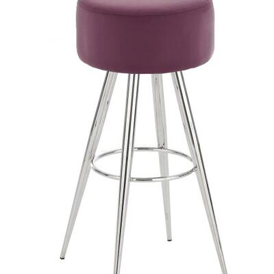 Tabouret de bar Florence C76 violet 34x34x76 simili cuir violet Métal chromé