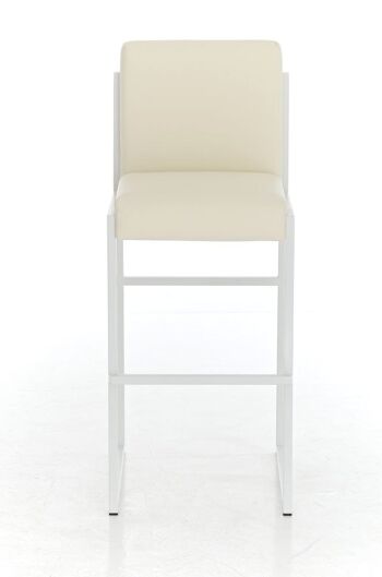 Tabouret de bar Timor W75 crème 50x43x104 similicuir crème acier inoxydable 2