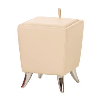 Tabouret Roxy crème 36x36x45 similicuir crème Métal chromé 7