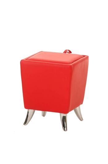 Tabouret Roxy rouge 36x36x45 simili cuir rouge Métal chromé 1