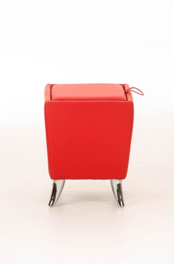 Tabouret Roxy rouge 36x36x45 simili cuir rouge Métal chromé 2