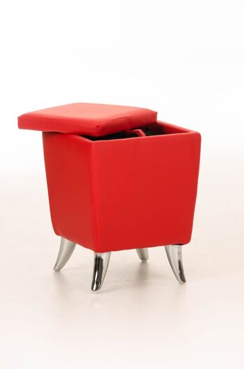 Tabouret Roxy rouge 36x36x45 simili cuir rouge Métal chromé 3