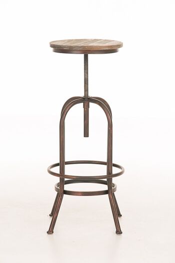 Tabouret de bar Tudor, bois bronze 50x50x67 bronze simili cuir métal 2