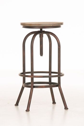 Tabouret de bar Tudor, bois bronze 50x50x67 bronze simili cuir métal 3