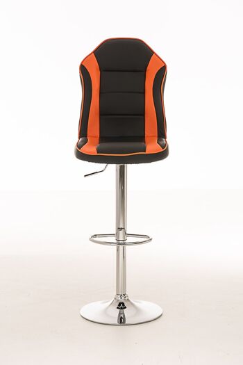 Tabouret de bar Racing Hamilton noir orange 58x42x112 cuir artificiel orange Métal chromé 2