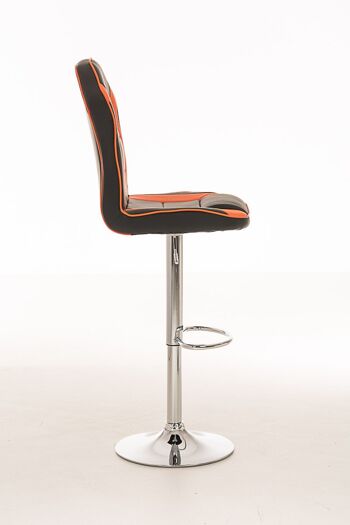 Tabouret de bar Racing Hamilton noir orange 58x42x112 cuir artificiel orange Métal chromé 3