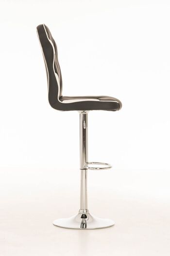 Tabouret de bar Racing Alonso noir blanc 58x42x112 cuir artificiel blanc noir Métal chromé 3