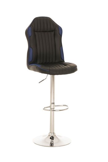 Tabouret de bar Racing Alonso bleu noir 58x42x112 cuir artificiel bleu Métal chromé 1