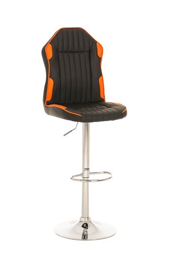 Tabouret de bar Racing Alonso noir orange 58x42x112 cuir artificiel orange Métal chromé 1