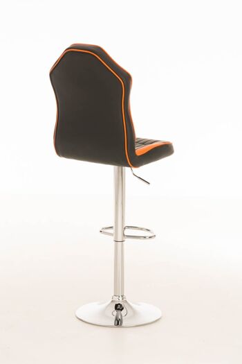 Tabouret de bar Racing Alonso noir orange 58x42x112 cuir artificiel orange Métal chromé 4