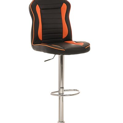 Racing bar stool Lauda black orange 58x42x112 orange artificial leather Chromed metal