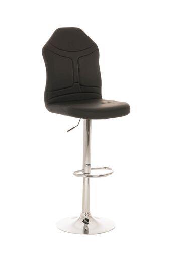 Tabouret de bar Racing Senna noir noir 53,5x44x111 cuir artificiel noir noir Métal chromé 1