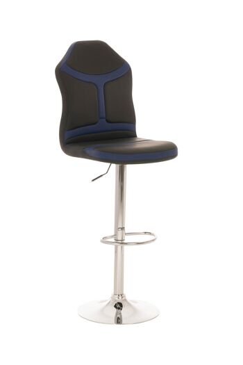 Tabouret de bar Racing Senna bleu noir 53,5x44x111 cuir artificiel bleu Métal chromé 1