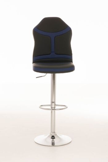 Tabouret de bar Racing Senna bleu noir 53,5x44x111 cuir artificiel bleu Métal chromé 2