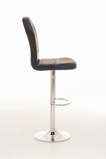 Tabouret de bar Racing Senna bleu noir 53,5x44x111 cuir artificiel bleu Métal chromé 3