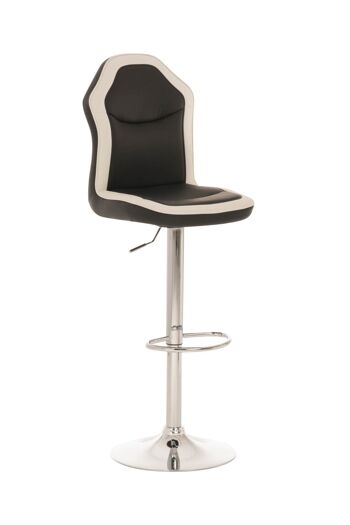 Tabouret de bar Racing Stewart noir et blanc 50x40x104 similicuir noir et blanc Métal chromé 1