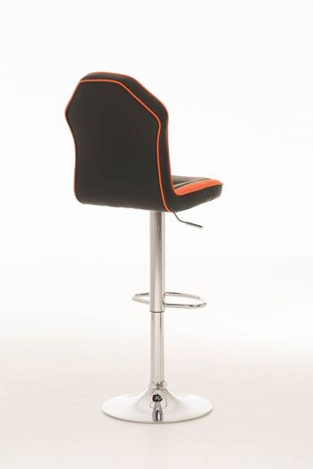 Tabouret de bar Racing Stewart noir orange 50x40x104 cuir artificiel orange Métal chromé 4