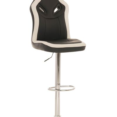 Tabouret de bar Racing Hill noir et blanc 55x43x109 cuir artificiel noir et blanc Métal chromé