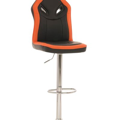 Taburete de bar Racing Hill negro naranja 55x43x109 cuero artificial naranja Metal cromado