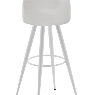 Tabouret de bar Florence W76 blanc 34,5x34,5x76 cuir artificiel blanc Métal blanc mat