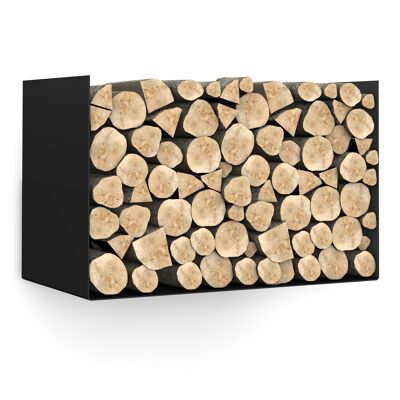 Étagère design pour étagère à bois de chauffage en métal blanc ou noir - 1 pièce - noir