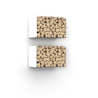 Scaffale per legna da ardere Scaffale di design in metallo bianco o nero - 2 pezzi - bianco