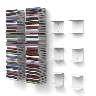 Invisible bookcase set of 6 small in white