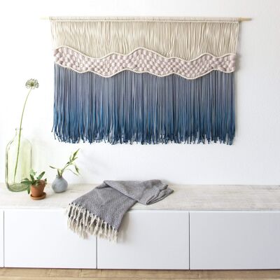 Colgante de pared de macramé extra grande - "Donde rompen las olas"