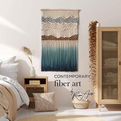 Macrame Fiber Art - Mountain Peaks