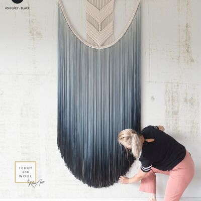 Tall Vertical Wall Hanging - LAUREN - Grey Turquoise