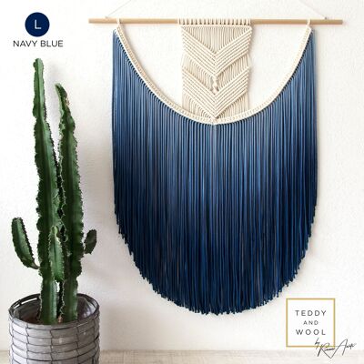 Macrame Fiber Art - Scegli la dimensione e il colore perfetti - "EVA" - Navy Blue - L (28" x 33,5")