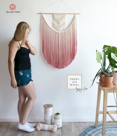 Macrame Fiber Art - Pick the perfect size and color - "EVA" - Blush Pink - XL (34" x 47")