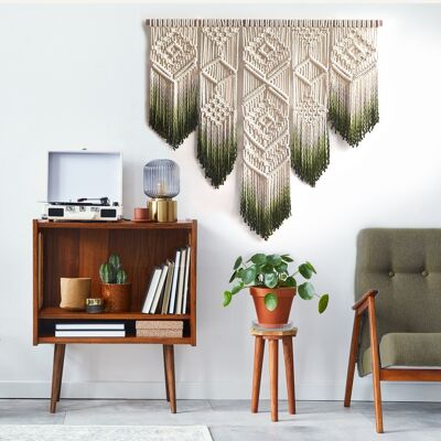 Bohemian Wall Hanging - ISA - Verde oliva - Grande 59 "x 58"