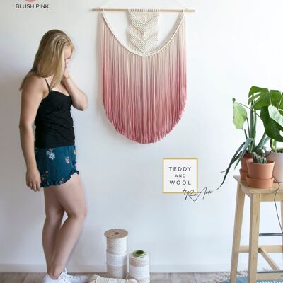 Macrame Fiber Art - Pick the perfect size and color - "EVA" - Blush Pink - 3XL (58" x 60")