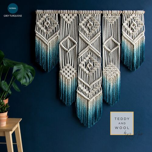 Bohemian Wall Hanging - ISA - Grey Turquoise - XL 79" x 77"