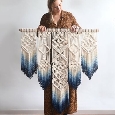 Geometric Macrame Wall Hanging -  ISA - Earthy Brown - Normal 39.5" x 38.5"