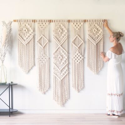 Geometric Macrame Wall Hanging - ISA - Natural (No color) - Large 59" x 58"