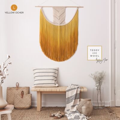 Arte de fibra de macramé - Elija el tamaño y el color perfectos - "EVA" - Amarillo ocre - M (20" x 25")