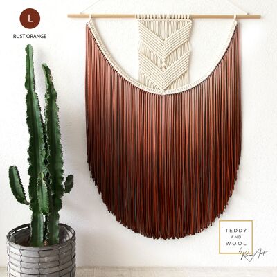 Macrame Fiber Art - Pick the perfect size and color - "EVA" - Rust Orange - S (12" x 16.5")