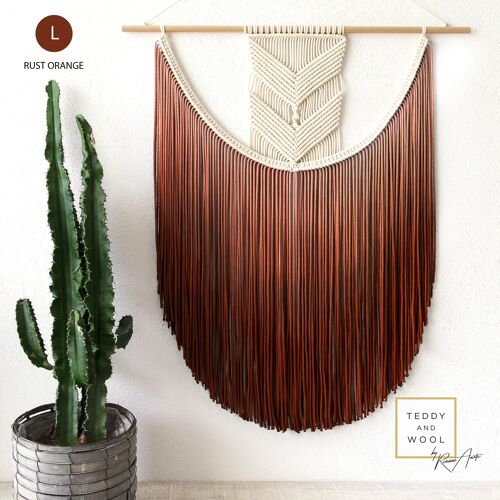 Macrame Fiber Art - Pick the perfect size and color - "EVA" - Rust Orange - 2XL (46" x 53.5")