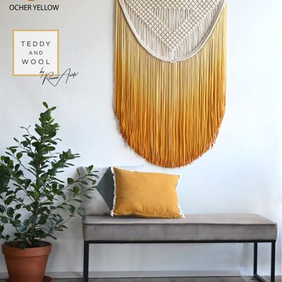 Arte de pared textil teñido por inmersión - ALEXA - L: 28" x 33.5" - Amarillo ocre